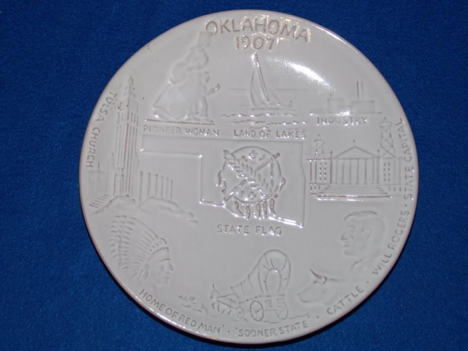 Frankoma Souvenir Commemorative Oklahoma 1907 Hanging Plate Sapulpa Clay 8 1/2