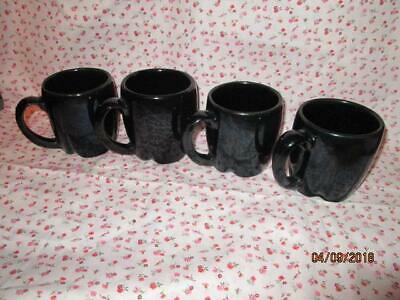 Set of 4 Black Frankoma CG Coffee Mugs
