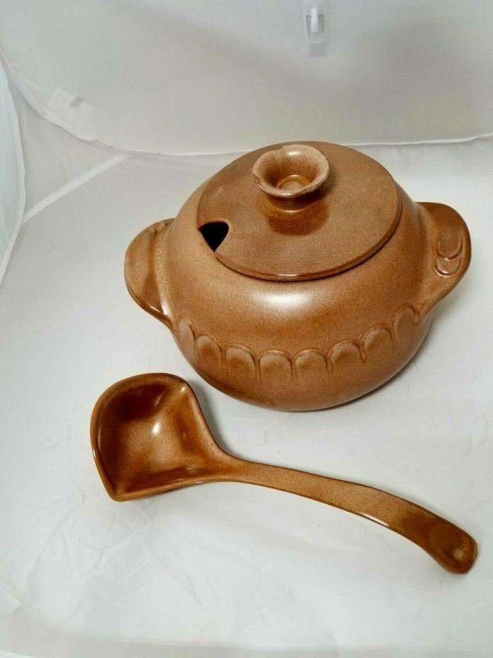 Frankoma Pottery Soup Tureen with Ladle Brown/Cinnamon #246