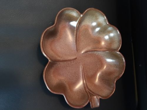 EUC Vintage Frankoma 223 Brown Satin Four Leaf Clover Multi-Purpose Dish