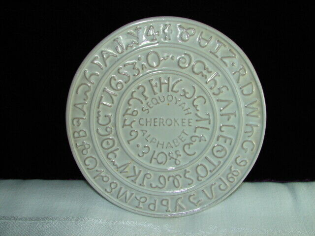 Frankoma Pottery Sequoyah Cherokee Alphabet Trivet Decor Plate Lovely Glaze!!