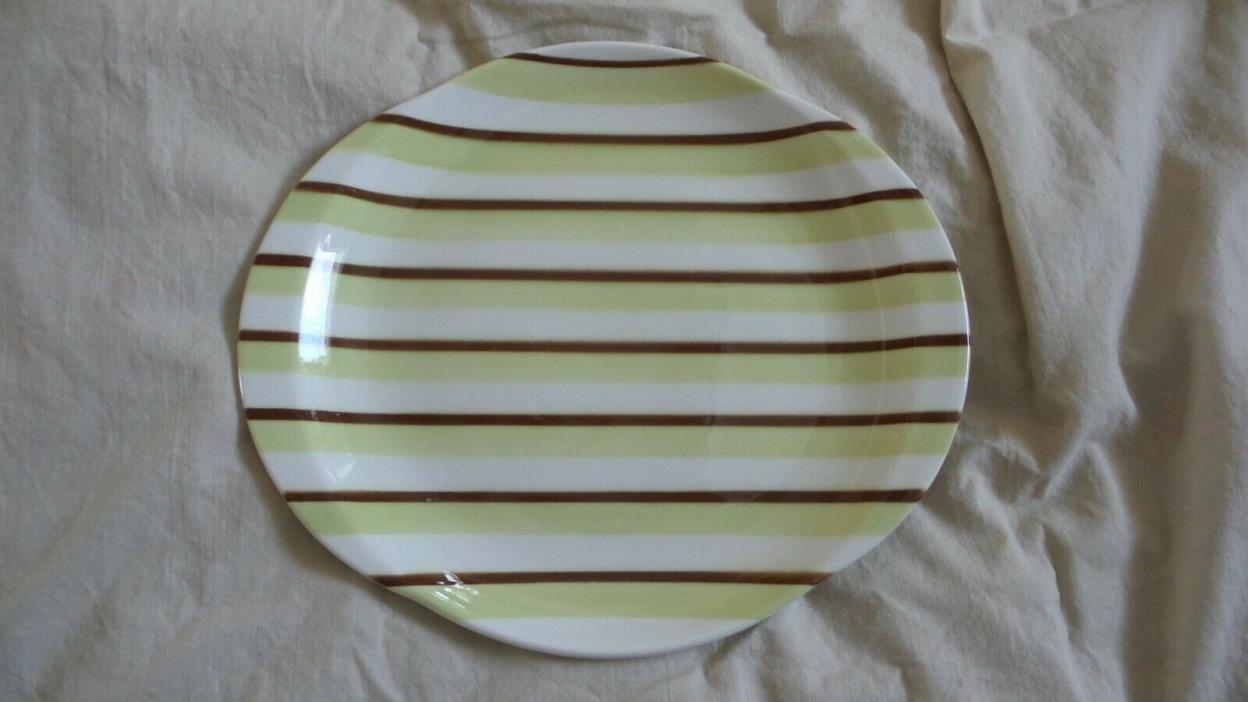 Vintage W. S. George GREEN AND BROWN Stripe Serving Platter  1904-1954