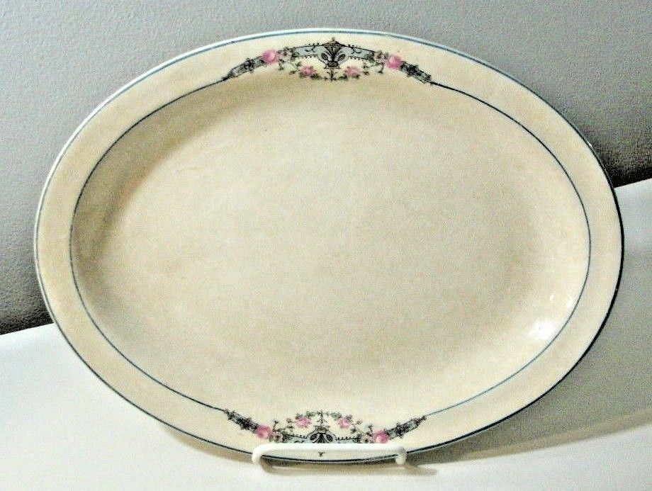 pottery dish platter w s george flower pattern derwood 152b vintage 13 x 10 in