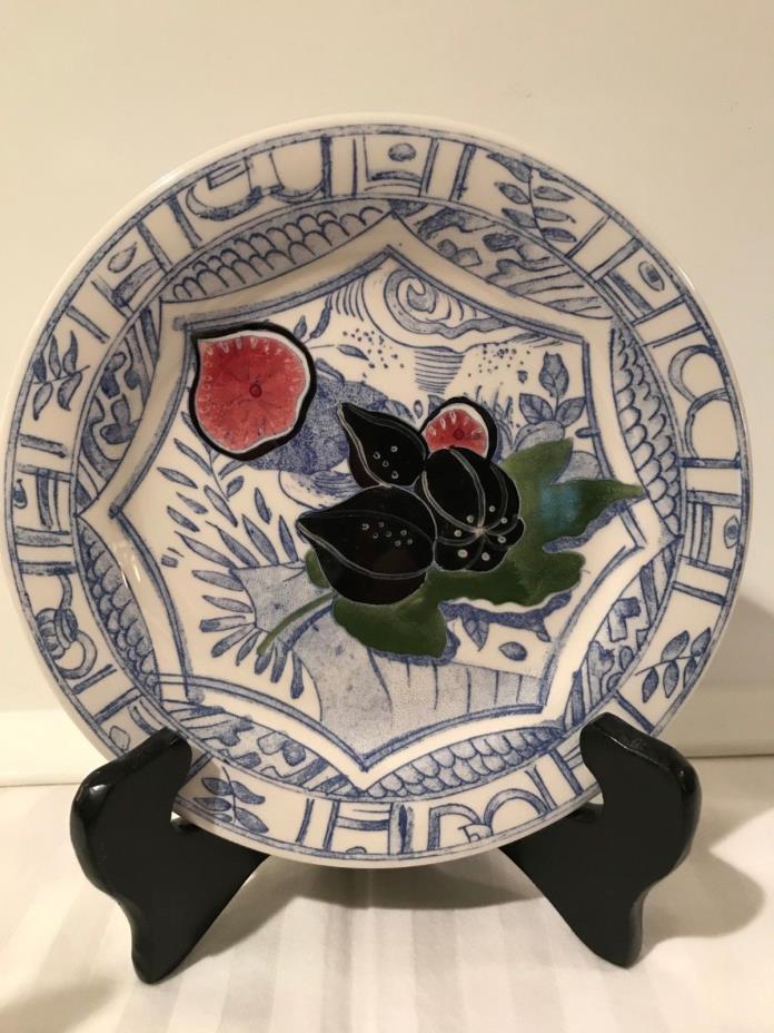 Oiseau Bleu with Fruit Gien France Canape Plate Figs 6½” Diameter