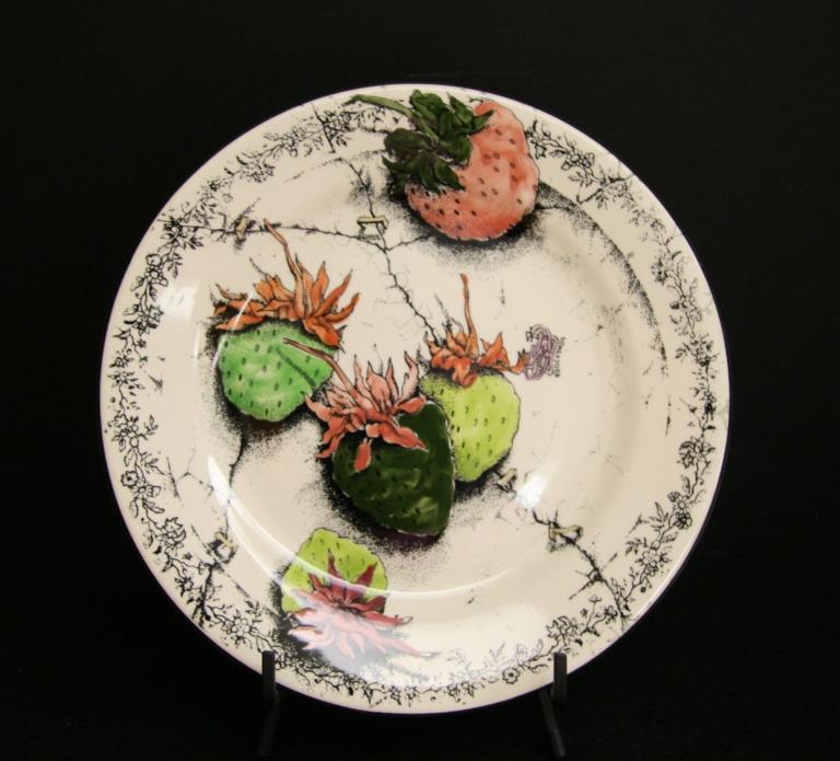 AUX EGLANTINES Salad Plate Fraises En Folie by Gien China~Size 8-5/8