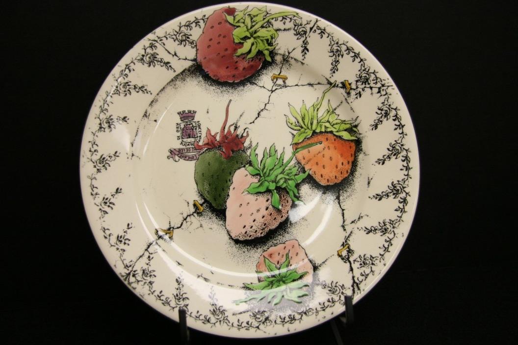 DE ROSES~Salad Plate Fraises En Folie by Gien China~Size 8-5/8