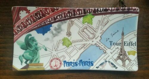 Letter Tray Paris Paris pattern GIEN pottery France tour Eiffel map pen city art