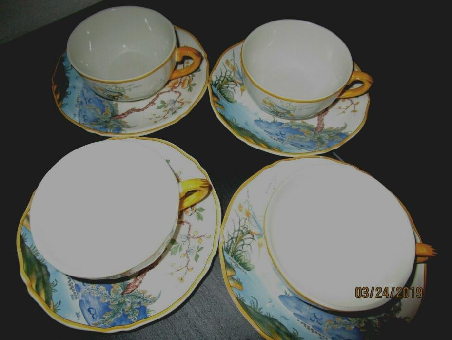 VINTAGE GIEN CARAIBES 4 CUPS AND SAUCER- excellent condition