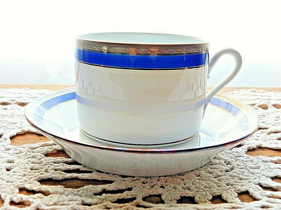 Vintage Richard Ginori  Blue Gold Tea Cup & Saucer Porcelain