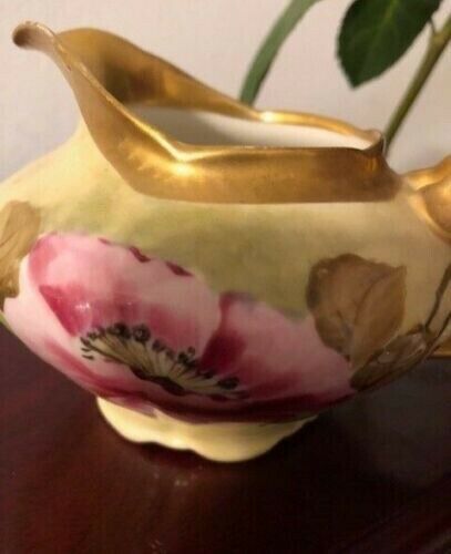 Antique Ginori Firenze Ware Italy Roses Creamer  Hand Painted Signed