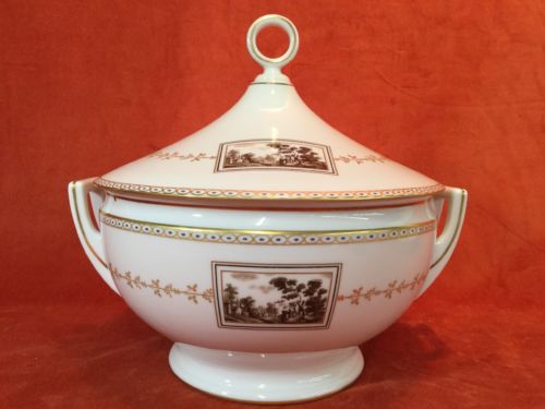 Rarest LARGE RICHARD GINORI FIESOLE ITALIAN SCENE PITTORIA SEPIA Soup Tureen 11”