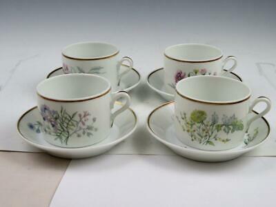 4 Richard Ginori Primavera Pattern Cups And Saucers Excellent Condition