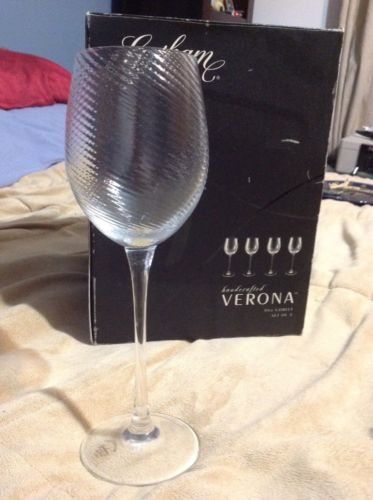 New Gorham Verona Handcrafted 10oz GOBLET Crystal Raised Swirl Design 4 SET BOX