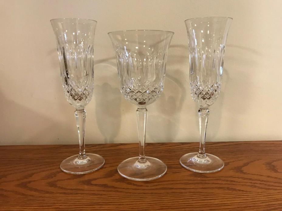 Gorham Lady Madison Cut Crystal Goblets - 1 Water 2 Champagne Flutes Glasses
