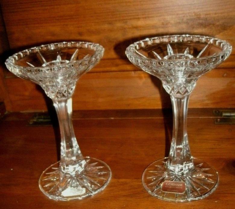GORHAM LADY ANNE FULL LEAD CRYSTAL CANDLE STICK HOLDERS W.GERMANY