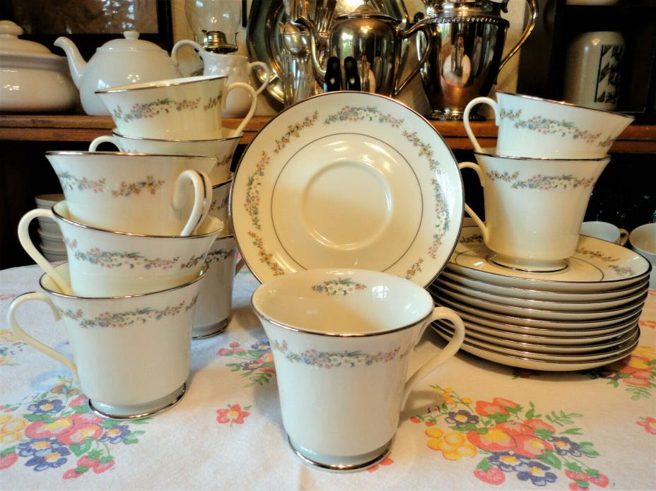 LOT of 10 Cup And Saucer Sets Rondelle China By Gorham TEACUPS, COFFEE CUPS