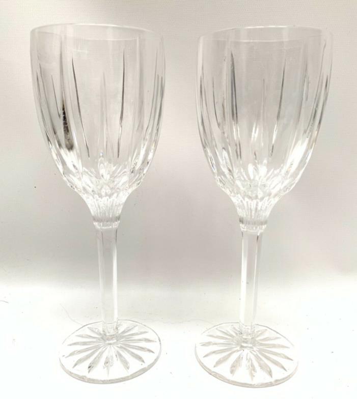 Gorham Crystal Sundance Pair/Set of 2 Wine Glasses 8”