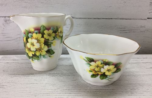 Royal Grafton Sugar and Creamer Yellow Floral Primula