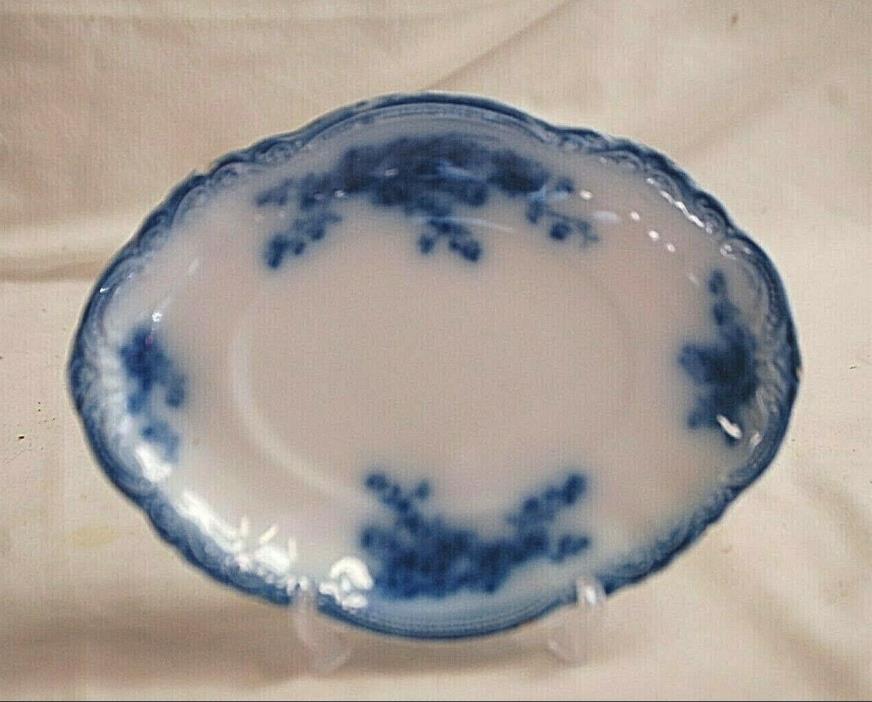 Antique 1896 W.H. Grindley Flow Blue Oval Relish Tray Marechal Neil England