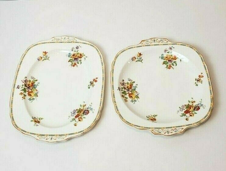 Vintage Platters W.H. Grindley Ivory England Floral Cottage Chic Plates Antique