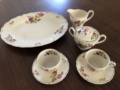 Royal Petal Marlborough Grindley England Platter Cup Saucer Creamer Sugar Bowl