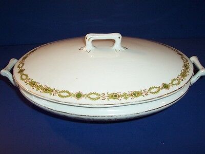 Antique WH Grindley Olympic Coventry England Oval Serving Bowl & Lid Early 1900s
