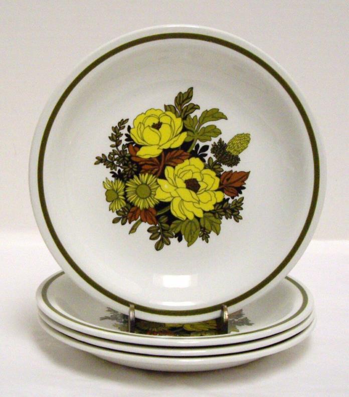 4 Grindley Mayflower Salad Plates Yellow Floral Vintage Staffordshire England