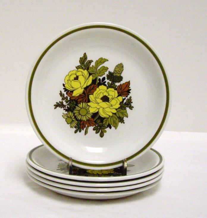 5 Grindley Mayflower Bread and Butter Plates Yellow Floral Staffordshire England