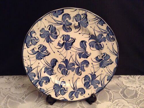 Royal Tudor Orchid by Grindley, Blue & White Dinner Plate  Made in England