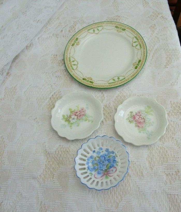 Antique Wm. Grindley Plates-1 Mini Set & 1 Saucer-All Good+ 1 Ruetters Porzellan