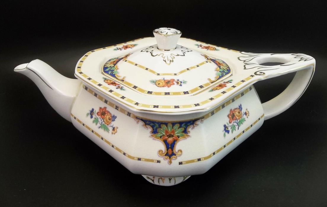 W.H. Grindley Sheraton Ivory English Tea Pot Porcelain Teapot Flowers
