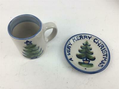 M.A. Hadley Pottery Christmas tree mug & coaster Ho! Ho! Inside Cup