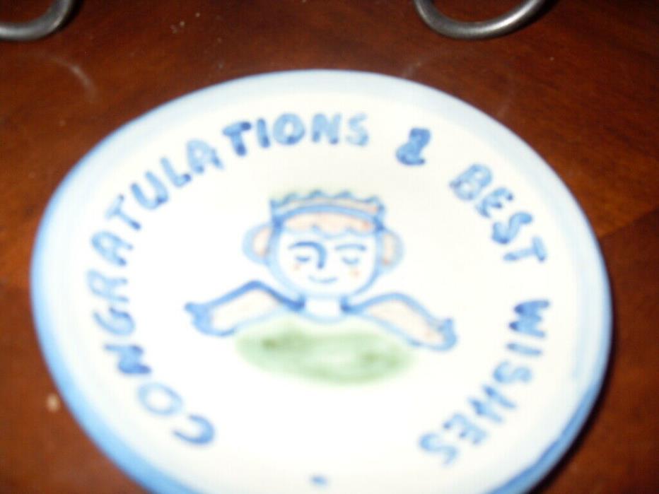M A Hadley pottery coaster Congraluations and Best Wishes Girl