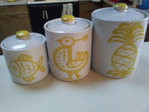 Vintage M.A. Hadley Set Of 3 Canisters Very Rare Prototype Kentucky Pottery
