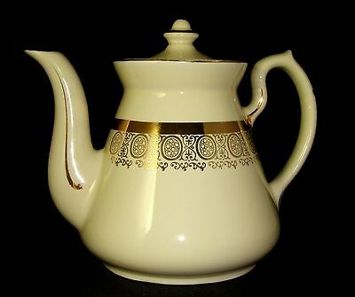 Vintage Hall Philadelphia Teapot Ivory with Gold Accents Circa Mid 1950s 6.5