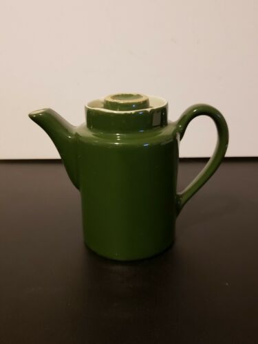 VINTAGE PERSONAL Size Green Teapot HALL Pottery Ceramic With Cover EUC