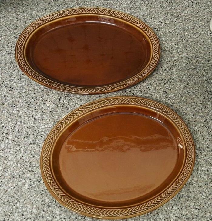 Lot of 2 Hall Pottery Brown Platters 11-1/2