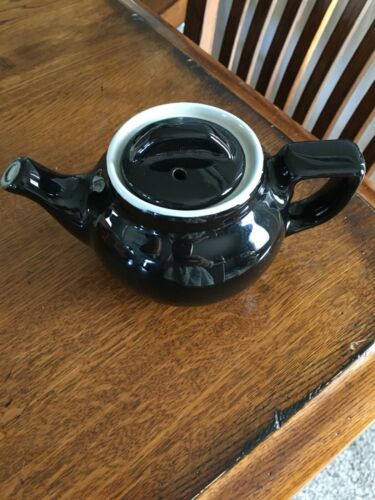 Hall Pottery Black & White Teapot. Absolutely Adorable