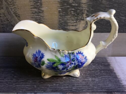 1940 Royal Hammersley Creamer Cornflower Blue Flower Pattern Bone China England