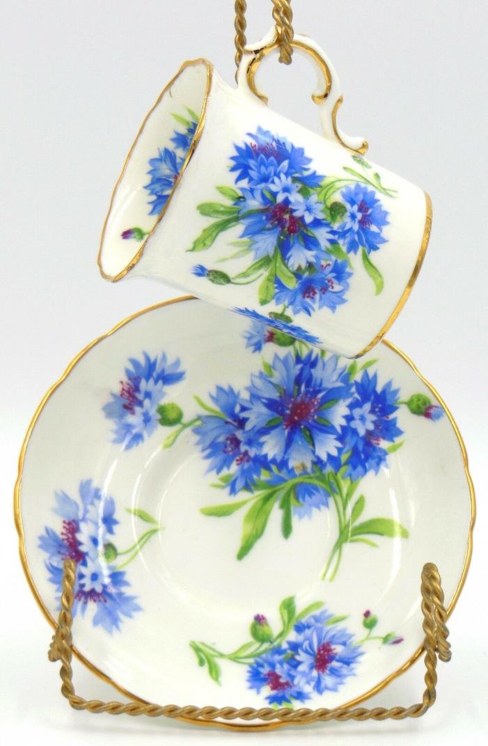 Hammersley Co Bone China Blue Cornflower Demitasse Cup Saucer Made In England