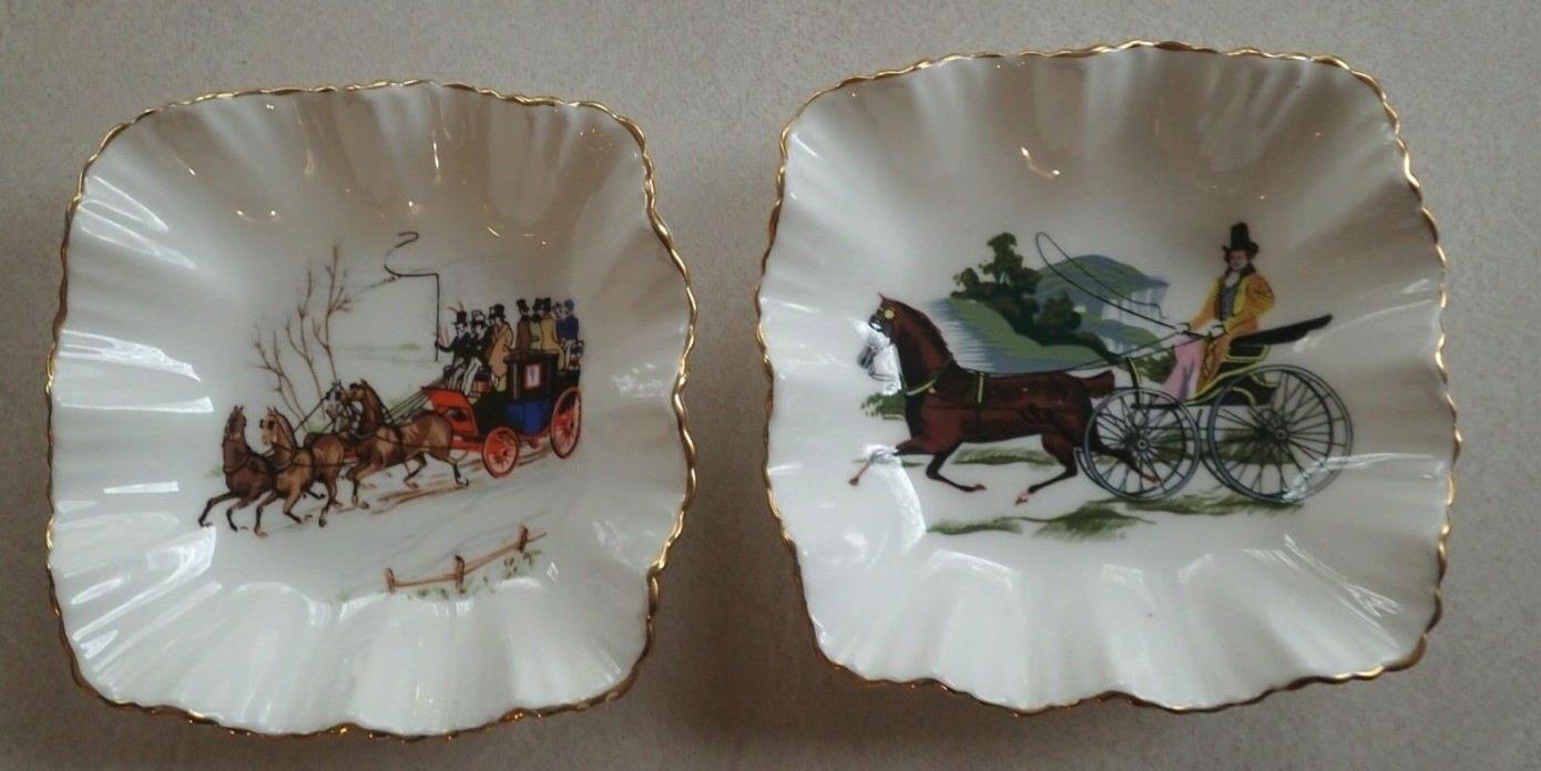 Lot 2 HAMMERSLEY Bone China Horse Drawn Carriage Trinket Dishes  England