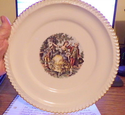 Vintage The Harker Pottery Co. Large and small plates colonial couple
