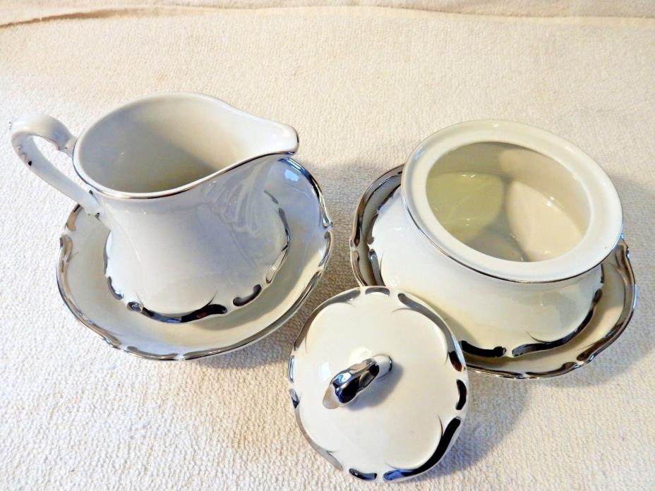 Harmony House Starlight Fine China Sugar & Creamer & Fruit/Dessert Bowls