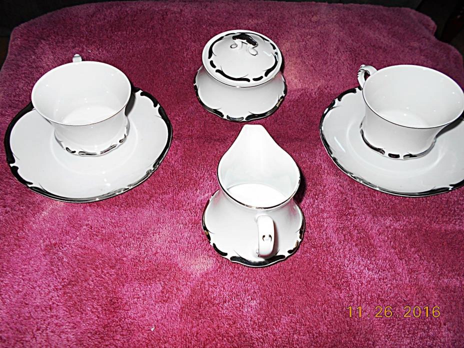 HARMONY HOUSE china STARLIGHT Platinum pattern 97-piece SET SERVICE for 12