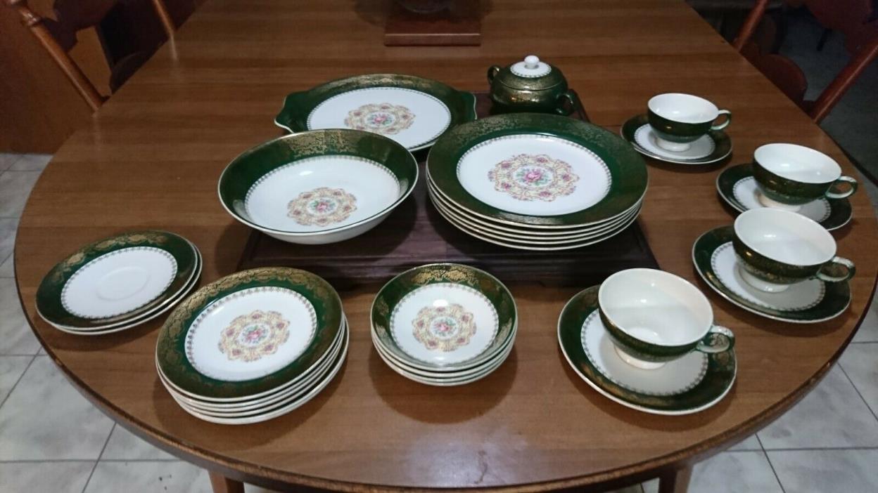 Harmony House by Salem China - Excellency Green Handled Cake Plate 12 3/4