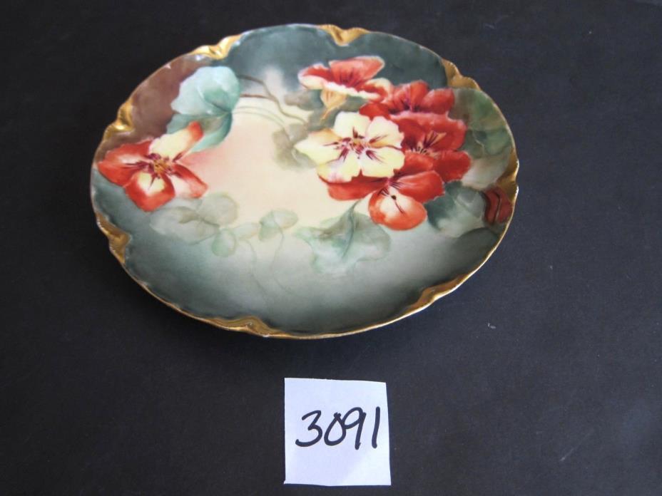 Haviland Limoges Dish with large Red Roses