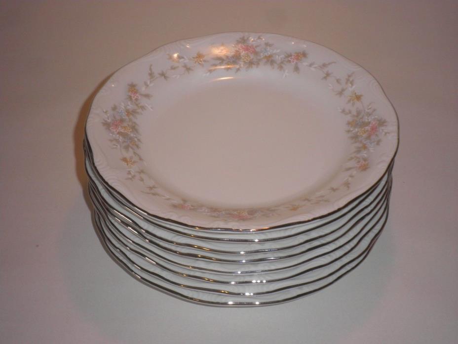 8 Johann Haviland Bavaria Germany Floral Splendor bread  plates SilverTrim