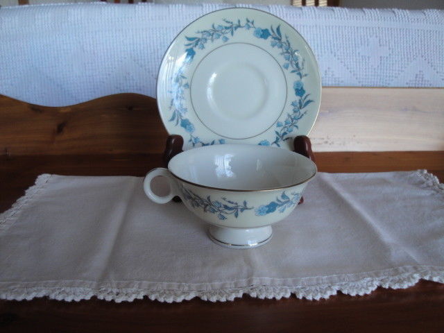 VINTAGE HAVILAND / ONE TEACUP AND SAUCER IN THE CLINTON PATTERN