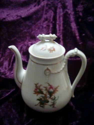 Antique Haviland Limoges Coffee pot Teapot Moss Rose  and Rope design.