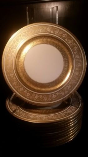 Set of 12 Heinrich & Co. Selb Bavaria Gold Encrusted Dinner Plates 11